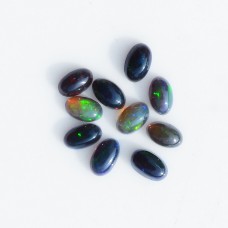 Black opal 5x3mm oval cabochon